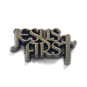 VTG Jesus First Religious Bronze Tone Leters Lapel Pin Christian Jewelry